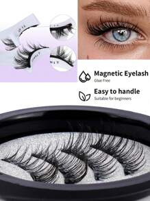 1 paio di ciglie finte magnetiche, dall'aspetto naturale, riutilizzabili, senza bisogno di colla, set di ciglie magnetiche, facili da applicare e rimuovere, comfort per tutto il giorno.