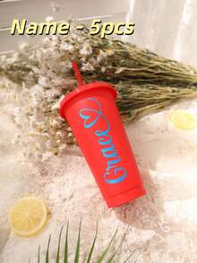 1/5 件，个性化派对冷饮杯，自定义名称和标题，加厚材质，24 盎司大容量，可重复使用，带吸管，适用于婚礼、单身派对、生日派对、户外运动沙滩水瓶以及父亲节礼物、毕业杯、伴娘礼物 - 五彩杯 - 查看 64