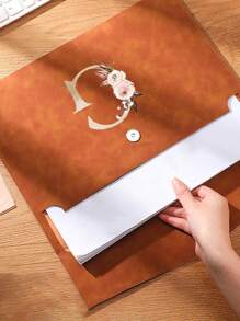 1pc Customized Name & Initial PU Leather Document Bag - Waterproof Magnetic A4 File Folder, Large Capacity Office & School File Organizer, Personalized Birthday Or Christmas Gift, Office Storage