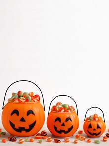Balde Abobora Halloween Cesta para Doces Decoração Halloween Dia das Bruxas Lembrancinha - Cesto - 11x9cm - Visão 6