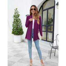 Newchoice Womens Casual Lightweight Long Sleeve Cardigan Soft Drape Open Front Fall Dusters (S-3XL) - Dark Purple Red - View 7