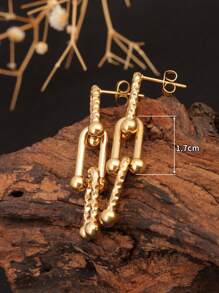 1pc 18K Gold Stainless Steel U-Shaped Horseshoe Ring Accessories For Women, Hip-Hop Style, Suitable For Daily Wear, Gift For Girlfriend, Friend