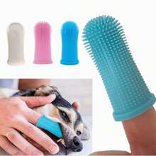 Dog Super Soft Pet Finger Toothbrush Teeth Cleaning Silicone Tooth Brush Tool Dog Cat Cleaning - Blue - View 2