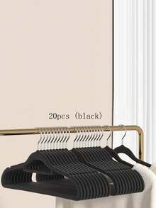 20 piezas de perchas con felpa, sin costuras, amigables con los hombros, antideslizantes, organizadores del hogar para redes de ropa, ganchos para ropa de niños, perchas de plástico grueso para ropa - Percha flocada para ropa infantil - Ver 10