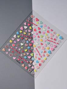 1 Pc Candy Colored Heart 5D Embossed Nails Art Stickers DIY Adhesive Sliders Nail Polish Manicure Sticker Decals - Multicolor - View 5