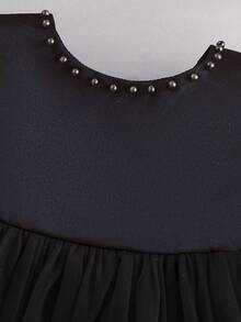 Baby Girl Black Party Dress With Big Bow Tulle Skirt, 0-2 Years, Birthday Party Mini Dress - Black - View 4