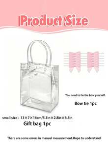10pcs DIY Bow Transparent Gift Bags With Handles, Blue & Pink Bow Clear Plastic Party Favor Bags, Reusable For Baby Shower, Gender Reveal, Birthday, Mother's Day, Wedding And More - Transparent - View 9