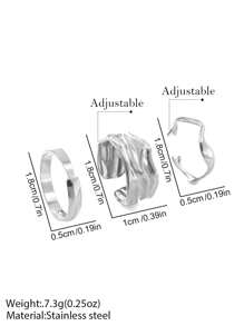 3pcs Set Stainless Steel Asymmetrical Rings For Women, Multilayer Stackable Rings Jewelry