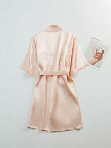 1PC Wedding Bridal Bridal Tinted Robe Silk Robe Wedding Makeup Advanced Dressing Gown Suitable For Hotels, Wedding Parties, Protective Party Wear Back To School - Hot Diamond Champagne Bridesmaids - View 2