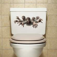 Halloween Zombies, die mit bedrohlichen Gesten auf Sie zukommen, Toiletten- und Wandaufkleber, terroristisch realistischer Wanddekor-Stil, matte Oberfläche, wasserfest, ablösbar, selbstklebend, einfach abziehen und aufkleben, abnehmbares einzigartiges Feriengeschenk, Halloween Dekoration - Verschiedenfarbig - Übersicht 4
