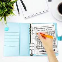 100 Envelope Challenge Binder, Leather 52 Week Money Saving Challenge Binder Easy And Fun Way For 100 Envelopes Money Saving Challenge Budget Binder For Budgeting Planner & Saving Money - one-size - View 3