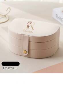 1pc 3-Tier Jewelry Organizer Box, Large Capacity Multi-Purpose Custom Personalized Name/Text Jewelry Storage Box PU Leather High-End Exquisite Earrings Necklace Multi-Compartment Jewelry Box - Ideal Gift For Bridesmaids, Birthday, Anniversary, Valentine's Day, Wedding, Best Friend, Mom, Wife, Excellent For Travel