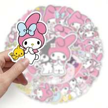 Sanrio 50/100pcs Sanrio Melody Adorable Doodle Cartoon Cute Animation Stickers For Water Cups, Notebooks, Luggage, Suitable For Back To School, Education Supplies