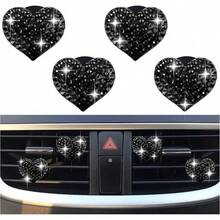 4PCS Heart-Shaped Car Vent Clips With,Bling Vent Clips Car Decorations,Premium Shiny Car Clips Vents CCar Accessories Interior,Trucks,SUVs (White) - màu đen - Xem 8
