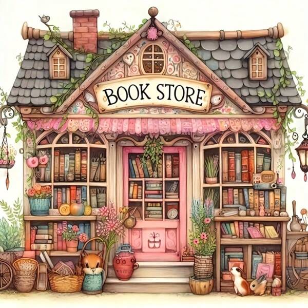 1pc 5D Diamond Painting Kit, [30*30cm/11.8*11.8in][40*40cm/15.7*15.7in] Colorful Bookstore Pattern, Suitable For Adult Beginner DIY Mosaic Diamond Art, Full Drill Handmade DIY Diamond Painting, Decor For Living Room, Bedroom, Office Wall, Great Gift For Family And Friends