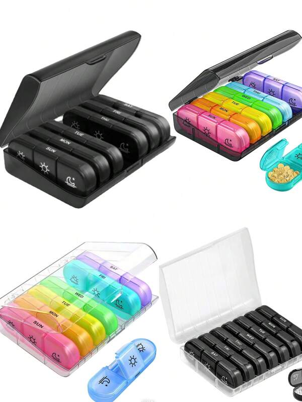 1pc Weekly Pill Organizer, 3 Times A Day, Portable Travel Pill Box 7 Days, With Large Pill Container, Lightproof Pill Box For Vitamins, Medications, Supplements And Fish Oil