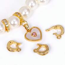 2 stuks 18K verguld messing metalen inleg zirkonia scharnierende hanger enhancer borgsluitingen DIY sieraden maken accessoires