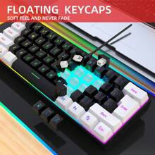 HXSJ kabelgebundene Tastatur mit USB-C abnehmbarem Kabel, tragbares Design, RGB-Beleuchtung und Membranstruktur, geeignet für Zuhause, Büro und Gaming Verwendung, nur kabelgebunden