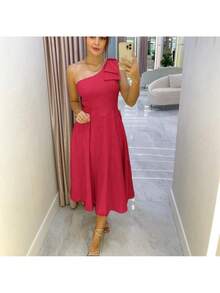 Zero Sleeve Midi Dress 00209 - 玫瑰紅 - 查看 1