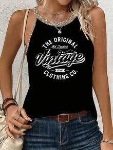Vintage Clothing Co. Retro - Style Graphic Women's Casual Printed Summer Tank Top - Black - View 1
