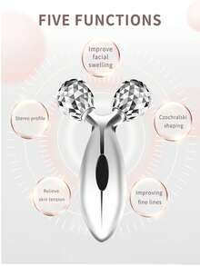 Mini Face Massager, 1pc 3d Manual Roller Massager Y Shape 2-Round 360 Degree Rotation Face & Neck & Body Shaping Massage Instrument, Facial & Body Massage & Relaxation Beauty Skincare Tool, Silver, Mother's Day Gift - Silver - View 7