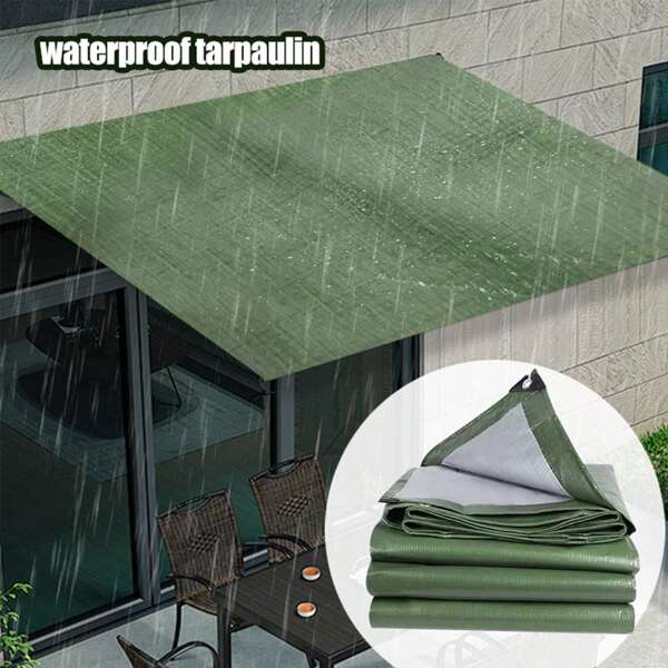 1 Set Professional Grade Dark Green Outdoor Waterproof Fabric, Thick & Durable, Applicable From Construction Site To Outdoor, All-Scenario Waterproofing, Ultimate Guardian For Harsh Environments