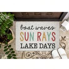 Summer Boat Waves Sun Rays Door Mat, Decorative Indoor Outdoor Patio Entry Front Door Mat, Lake Welcome Mat Decor, Lake House Gifts For Women, Nylon Back To School