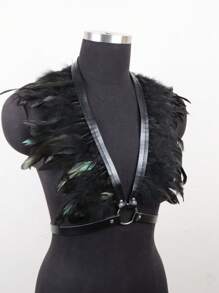 1 pieza Chal de plumas de moda, accesorio decorativo de cuello falso gótico, adecuado para disfraces, actuaciones en el escenario, fiestas, Halloween, todo el año