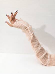 1 Paar Haute Couture Stil geraffter einfarbiger Langhandschuhe, geeignet für den täglichen Gebrauch