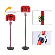 200cm Basketball Hoop Net Backboard Stand Set Adjustable Free Standing - Red - View 6