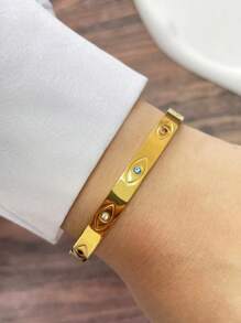1 pulseira redonda de luxo, pulseira para mulheres e meninas, moda minimalista, presente de joia casual diário para mulheres