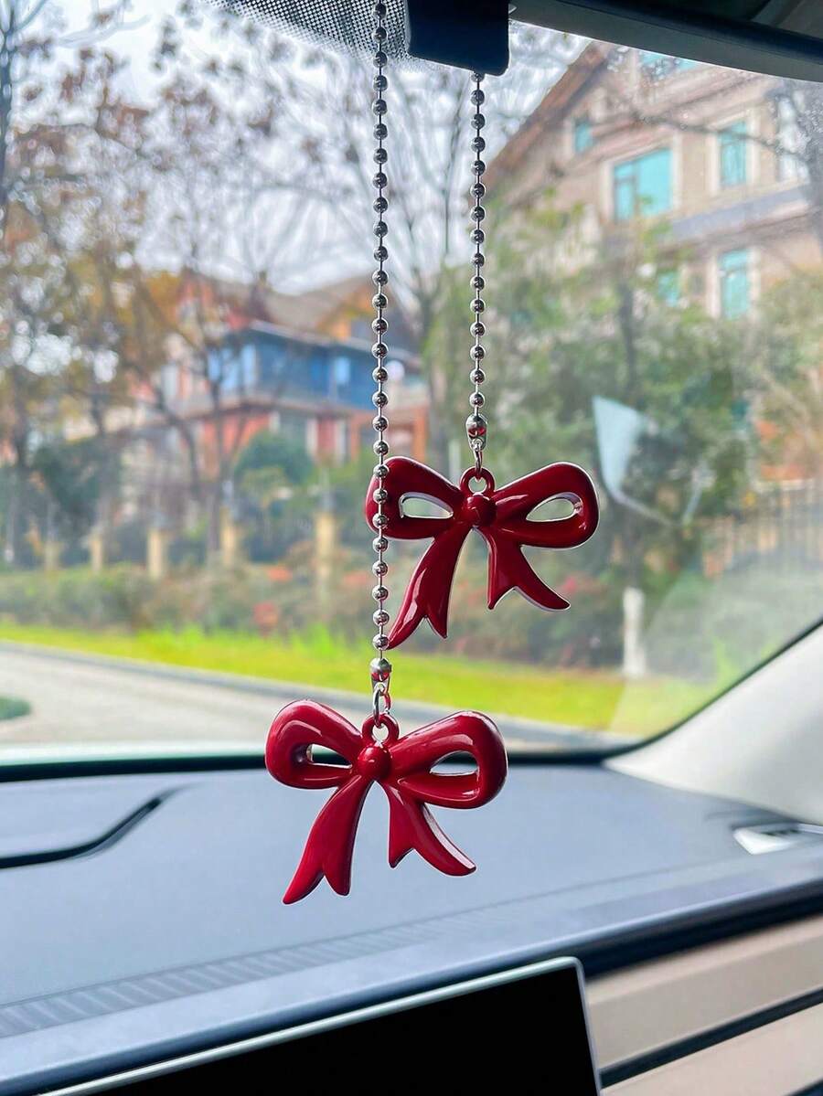 Pandantiv auto cu bowknot, creativ, drăguț, interior, oglindă retrovizoare, decorare, pandantiv pentru accesorii interioare auto pentru femei