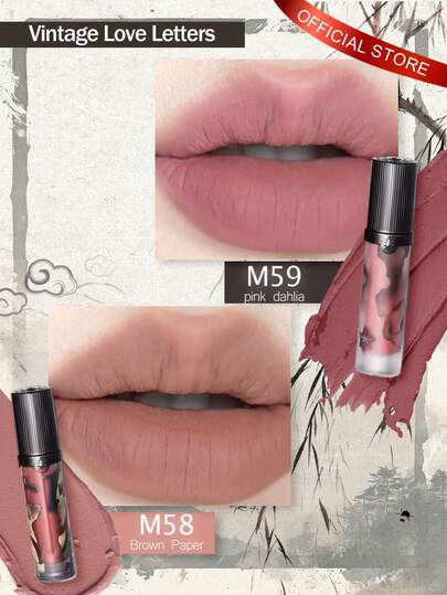  Girlcult Vintage Love Letters M58+M59，轻盈透气的质地，持久不晕染，丝滑粉状配方，纯素配方，柔雾妆效，不拔干，便携粉盒，适合打造渐变唇妆，3.8克/0.13盎司*2