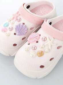 9 szt. Klamra do butów jaskiniowych, ręcznie robiony kwiatek do butów z rozgwiazdy, twardy plastik, odpinany, ładny (losowe 9 szt.)