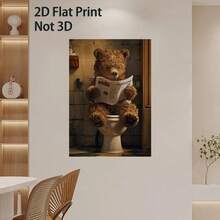 1 Pc Canvas Painting,2D Flat Print, Not 3D, Teddy Bear, Toilet, Newspaper,Wood Framed Painting (1) Thickness 2.5 Cm/ 1 Inch-Home Decoration For All Occasions,Ideal New Year, Valentine's Day,Thanksgiving,Easter,Christmas Gift,Room Decoration Aesthetic,Wall Decoration Art,Perfect Gift,Autumn And Winter Wall Decoration,Living Room Decoration, Bedroom Decoration, Kitchen Decoration, Entry Decoration, Bathroom Decoration, Direct Wall Painting, High Quality Wall Painting Poster,Modern Home Decoration Stretched And Framed Ready To Hang - Multicolor - View 8