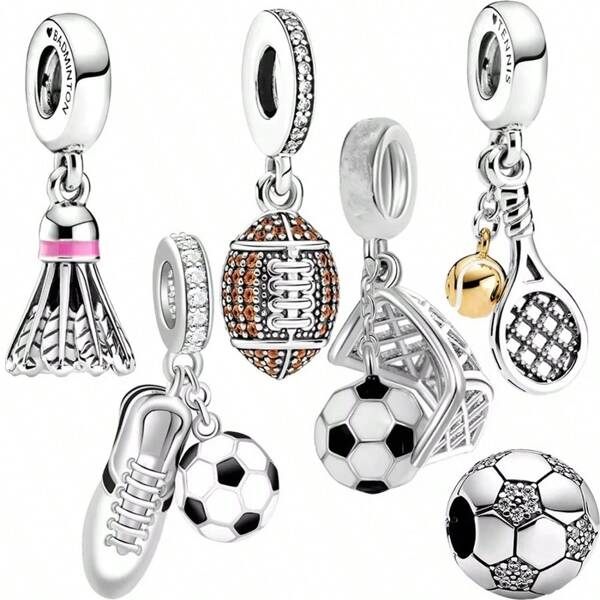 MIHUA 1 PC Balls Bead American Football,Badminton Dangle Pendant Charm Beads Fit Original Snake Bracelet Necklace Beads For Diy Jewelry Making Women Jewellery Gift For Girl Daughter