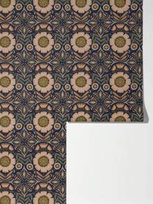 Vintage Floral Peel And Stick Wallpaper Boho, Retro Removable Contact Paper Midnight Bohemian Self-Adhesive Removable Wallcovering Pre-Pasted Flowering