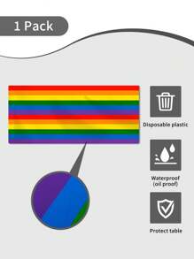 1pc/2pcs Rainbow Pattern Disposable Square Plastic Tablecloth, Waterproof & Oilproof, Suitable For Events, Gatherings, Parties