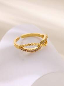 1PC Zirconia Infinite Symbols Rings For Women Gold Color Opening Stainless Steel Infinite Ring Aesthetic Party Waterproof Jewelry Gift BFF
