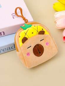 Cartoon Capybara Coin Purse, Plush Storage Bag With Turtle Degu Cute Backpack Pendant