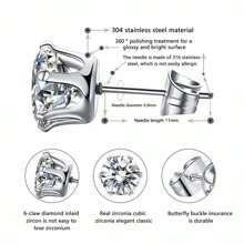 6 Paia Di Orecchini Con Zirconia Cubica Per Donne E Uomini, Orecchini A Perno In Acciaio Inossidabile Ipoallergenici Con CZ Per Cartilagine, 3mm 4mm 5mm 6mm 7mm 8mm