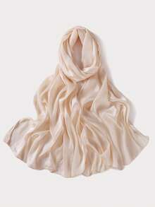 1件女士纯色缎面仿丝镂空条纹围巾，时尚休闲防晒披肩头巾，适合搭配连衣裙 - 多色 - 查看 18