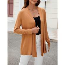 Newchoice Womens Casual Lightweight Long Sleeve Cardigan Soft Drape Open Front Fall Dusters (S-3XL) - Khaki - View 7