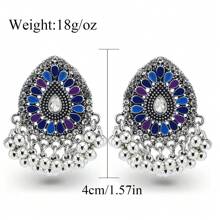 FANYINAN 1 par de brincos de liga de zinco com pingente de diamante incrustado, brincos retrô femininos, brincos da moda para mulheres, estilo boêmio, adequados para o dia a dia e feriados