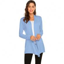 Newchoice Womens Casual Lightweight Long Sleeve Cardigan Soft Drape Open Front Fall Dusters (S-3XL) - 新生兒藍色 - 查看 1
