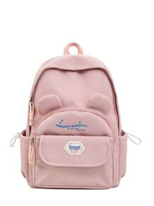 Mochila nueva de 2025 de nylon liso con forma de oso, mochila escolar, bolsa de viaje, mochila multifunción