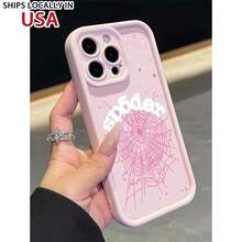 1pc New Creative Letter Spider Web Pattern Phone Case Compatible With IPhone 16 Pro Max, 11/12/13/14 Plus, XR/7/8 Plus/15 PM Phone Protective Cover