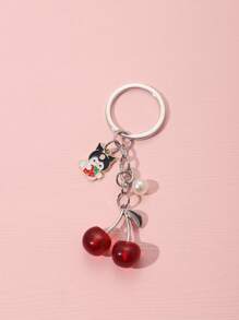 Sanrio 1pc Unisex Sanrio Hello Kitty Keychain With Cherry, Strawberry Shaped Charms, Fashion Pendant, Elegant Bohemian Style, Suitable For Mother's Day, Teacher's Day, Graduation Gift, Car Accessories, Camping Bag Decoration