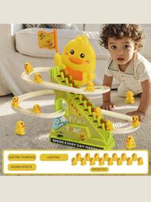 The Yellow Duck Automatic Climbing And Sliding Toy Is Perfect For Birthday And Holiday Gifts. Manual Installation Of Track (Requires Two No. 5 Batteries To Be Provided),Duck,Sensory Toys,Ducks