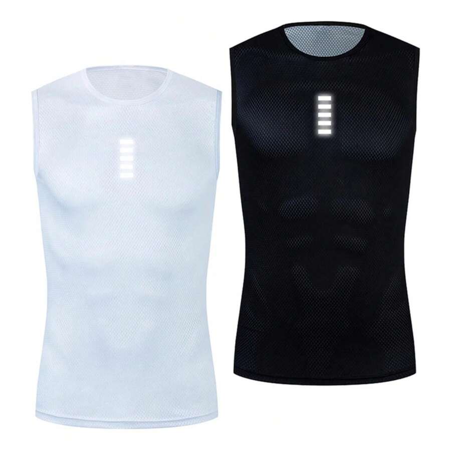 Capa Base reflectante para ciclismo, camiseta interior blanca para ciclismo, chaleco de secado rápido, ropa interior deportiva, chaleco ajustado, chaleco elástico alto, Jersey para bicicleta 8ZRD - negro 2 - Ver 1
